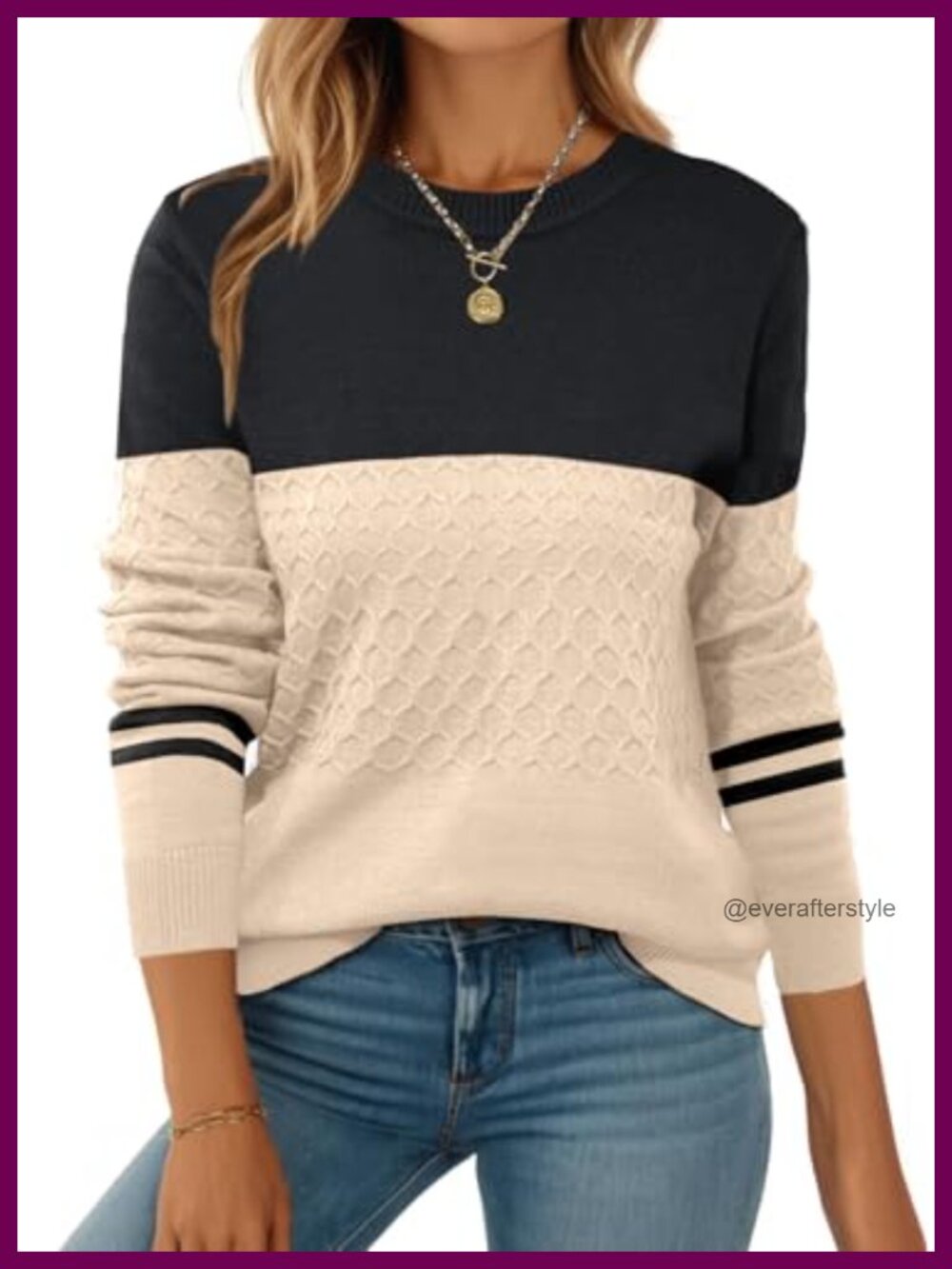 Fall Sweater Long Sleeve Crew Neck Ribbed Knit Pullover Top